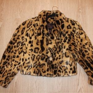 Made in the USA vintage Leopard Print Faux Fur Jacket